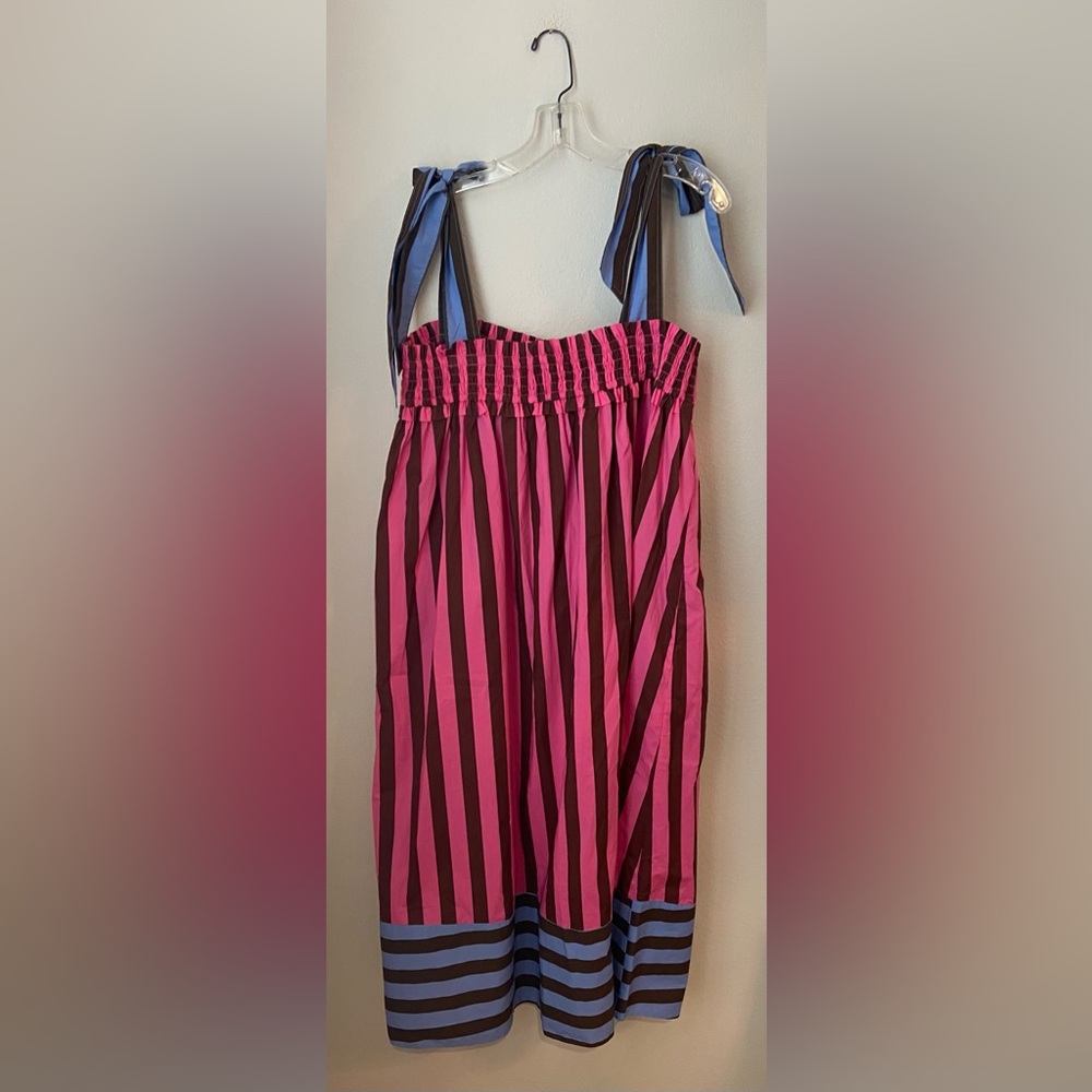 NWT Buru Tie Shoulder Stripe Midi Dress SZ L/XL - Picture 2 of 7